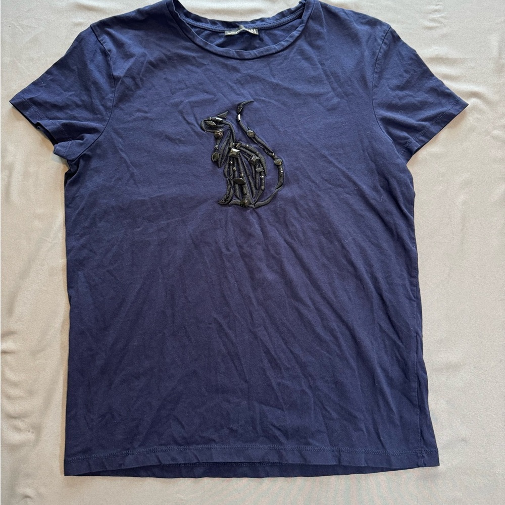 Zara Dark Blue Crew Neck Tee